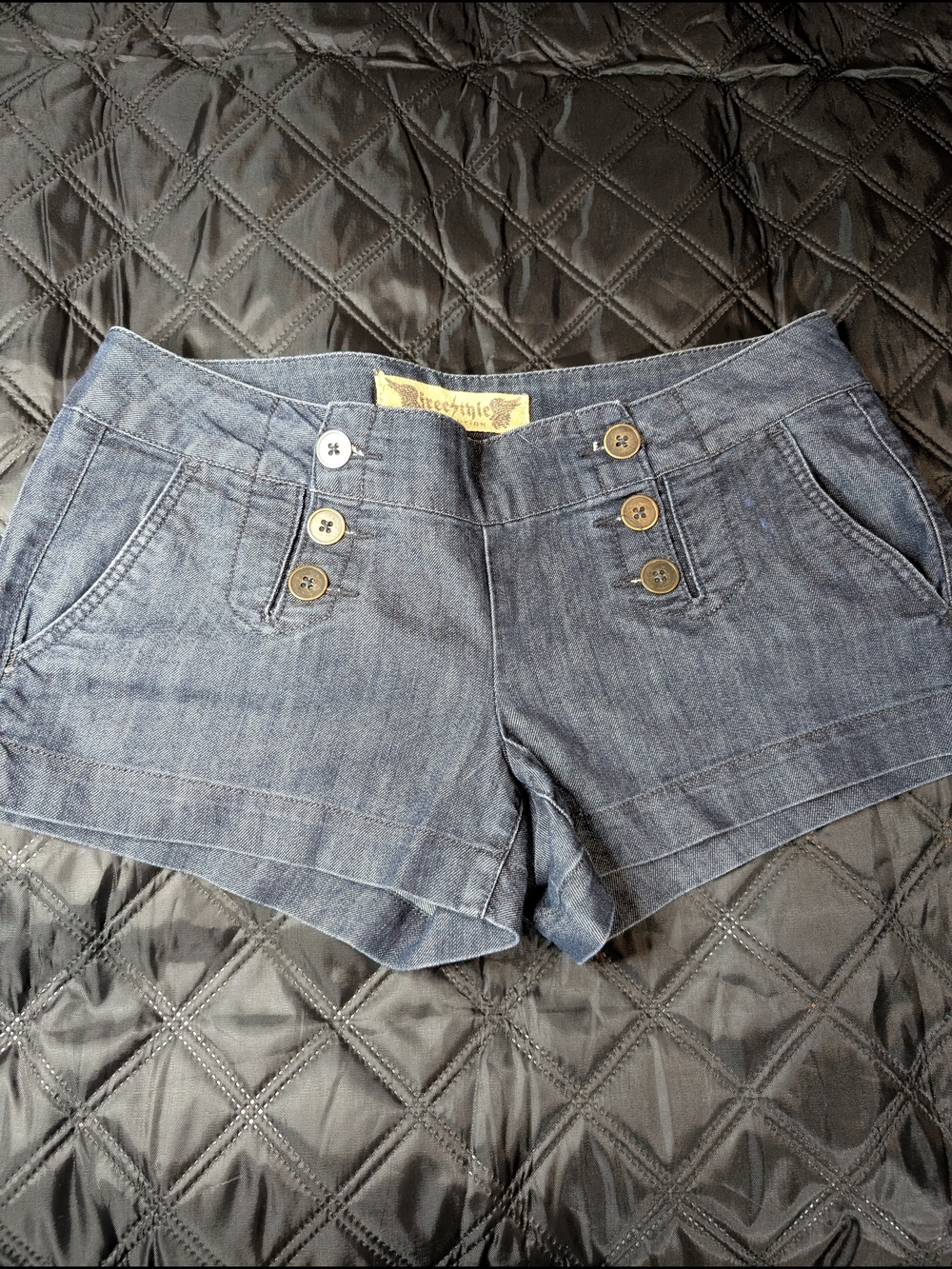 Freestyle Revolution Blue Denim Double-Button Front Shorts